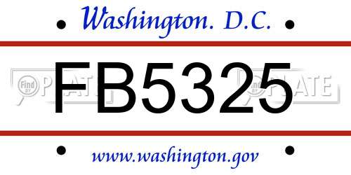 FB5325 District Of Columbia License Plate
