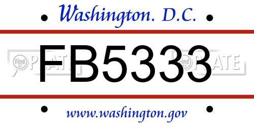 FB5333 District Of Columbia License Plate