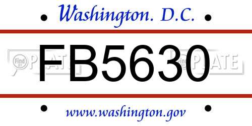 FB5630 District Of Columbia License Plate
