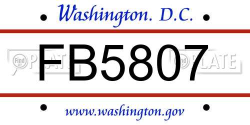 FB5807 District Of Columbia License Plate