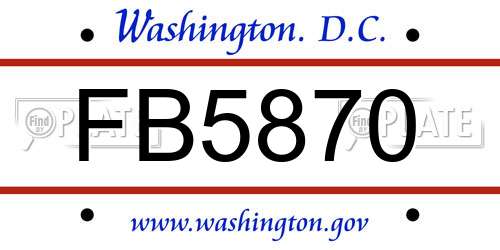 FB5870 District Of Columbia License Plate