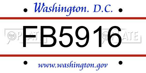 FB5916 District Of Columbia License Plate