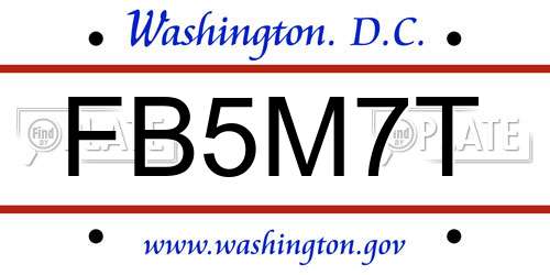 FB5M7T District Of Columbia License Plate