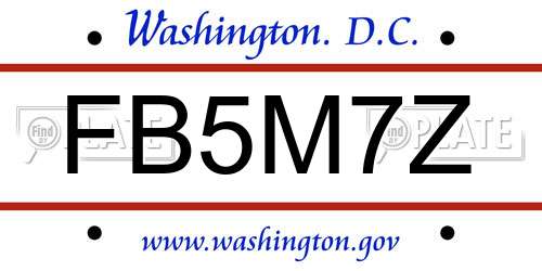 FB5M7Z District Of Columbia License Plate