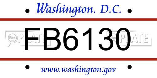 FB6130 District Of Columbia License Plate