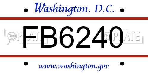 FB6240 District Of Columbia License Plate