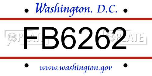 FB6262 District Of Columbia License Plate