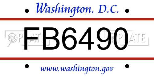 FB6490 District Of Columbia License Plate