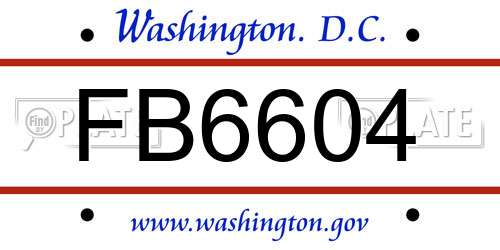 FB6604 District Of Columbia License Plate