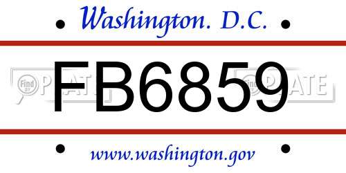 FB6859 District Of Columbia License Plate