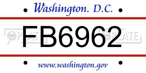 FB6962 District Of Columbia License Plate