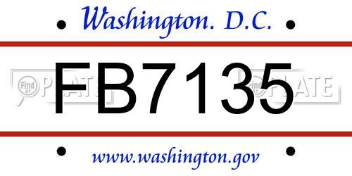 FB7135 District Of Columbia License Plate