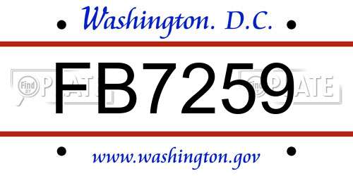 FB7259 District Of Columbia License Plate