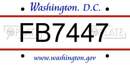 FB7447 District Of Columbia License Plate