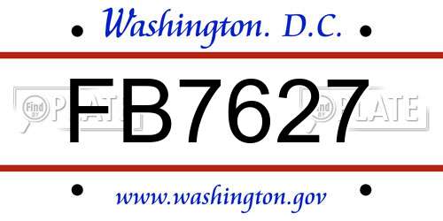 FB7627 District Of Columbia License Plate