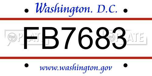 FB7683 District Of Columbia License Plate