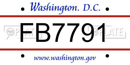 FB7791 District Of Columbia License Plate