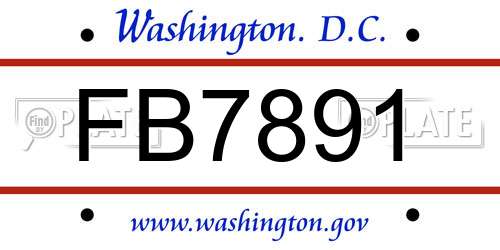 FB7891 District Of Columbia License Plate