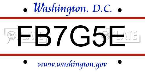 FB7G5E District Of Columbia License Plate
