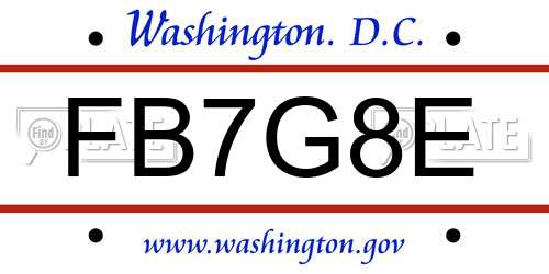 FB7G8E District Of Columbia License Plate