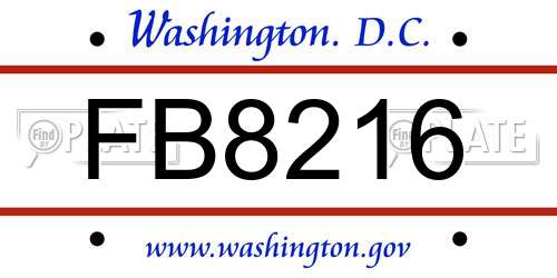 FB8216 District Of Columbia License Plate