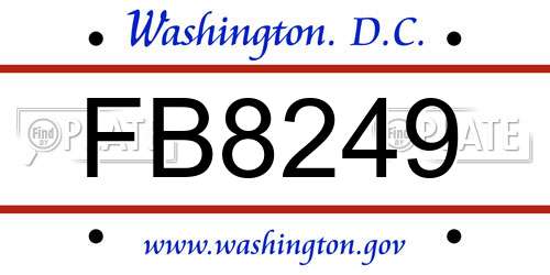 FB8249 District Of Columbia License Plate