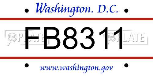 FB8311 District Of Columbia License Plate