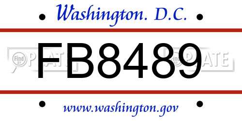 FB8489 District Of Columbia License Plate