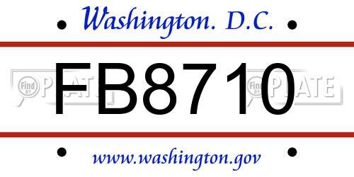 FB8710 District Of Columbia License Plate