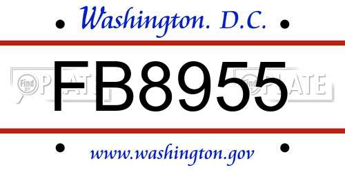 FB8955 District Of Columbia License Plate