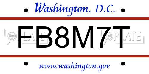 FB8M7T District Of Columbia License Plate