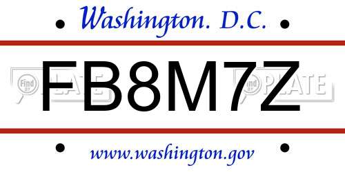 FB8M7Z District Of Columbia License Plate