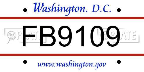 FB9109 District Of Columbia License Plate