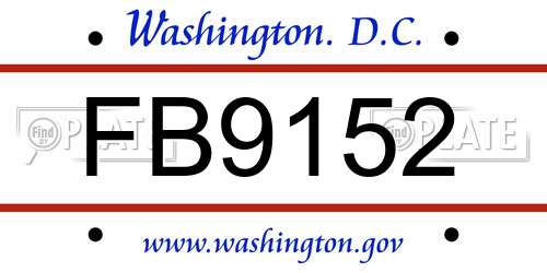 FB9152 District Of Columbia License Plate
