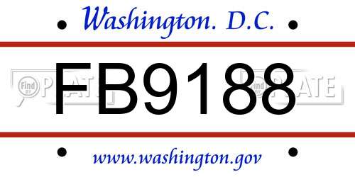 FB9188 District Of Columbia License Plate