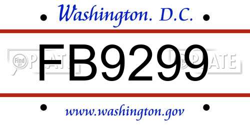 FB9299 District Of Columbia License Plate