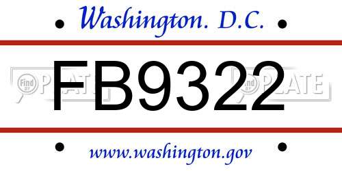 FB9322 District Of Columbia License Plate