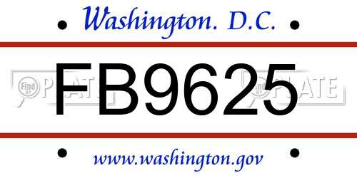 FB9625 District Of Columbia License Plate