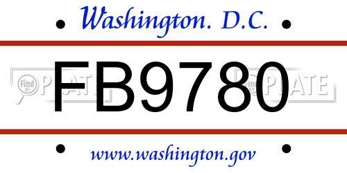 FB9780 District Of Columbia License Plate