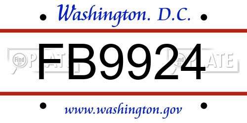 FB9924 District Of Columbia License Plate