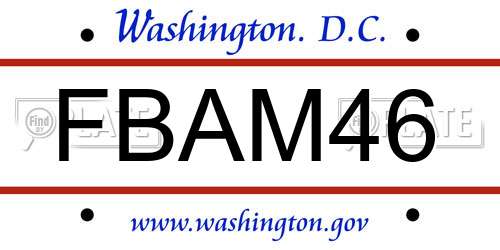 FBAM46 District Of Columbia License Plate