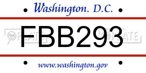 FBB293 District Of Columbia License Plate