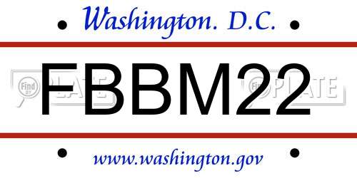 FBBM22 District Of Columbia License Plate