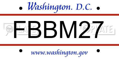 FBBM27 District Of Columbia License Plate