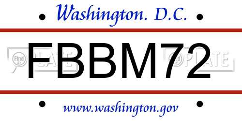 FBBM72 District Of Columbia License Plate