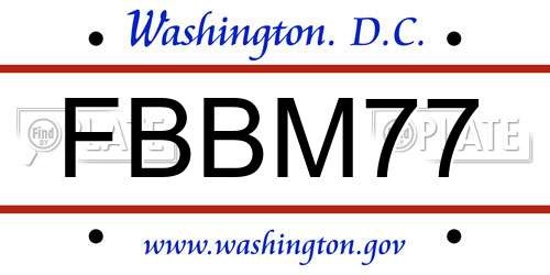 FBBM77 District Of Columbia License Plate
