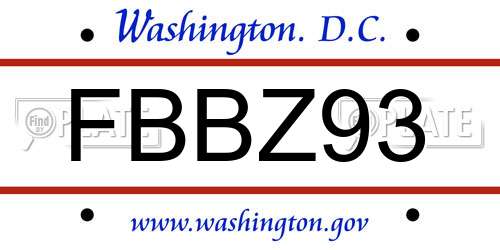 FBBZ93 District Of Columbia License Plate