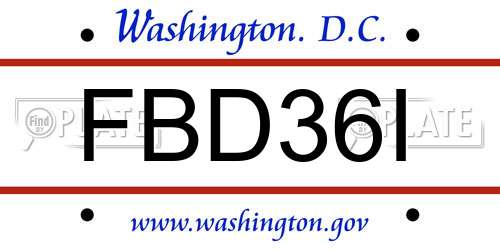 FBD36I District Of Columbia License Plate