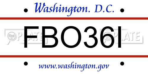 FBO36I District Of Columbia License Plate