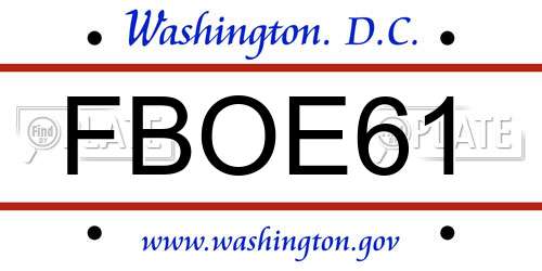 FBOE61 District Of Columbia License Plate